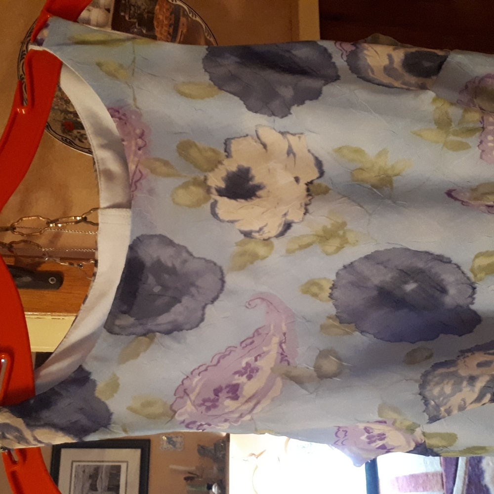 Dress,sheer with lining. Colour light blue, floral. "All That Jazz" small size.